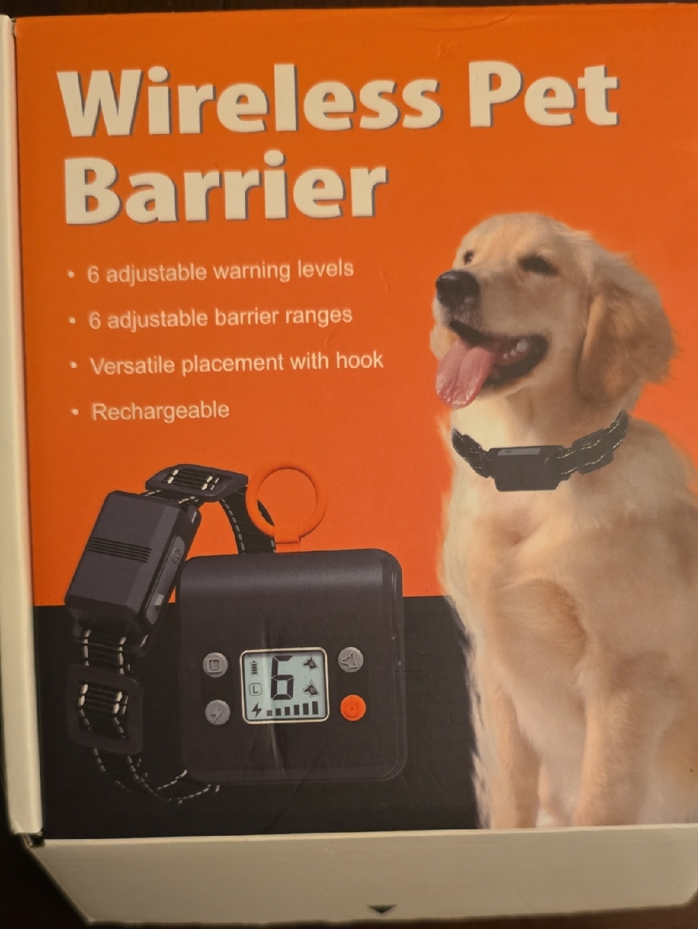 Wireless Pet Barrier Collar - Orange and Black